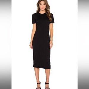 Michael Stars Short Sleeve Crew Neck Midi Dress in Black size small